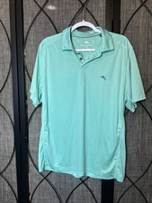 Tommy Bahama Polo Shirt Size Large Polyester Blend Collared Embroiderd Swordfish