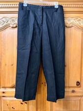 Vtg Liz Claiborne Audra Womens Black Linen Wide-Leg Pants Size 10 Comfortable