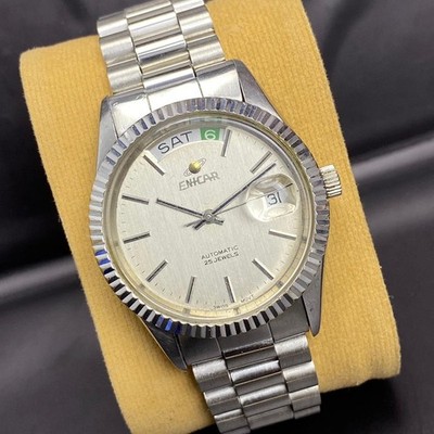 RARE Enicar President Silver Dial Automatic 2169-51-32 Day Date