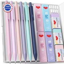6PCS 7mm 240PCS Mechanical Pencils Set Case Cute Pastel Aesthetic School