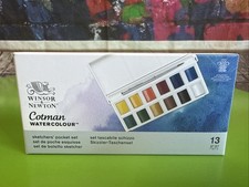 Winsor Newton Cotman Watercolour Sketchers Pocket Set 13 Pieces w Brush NEW