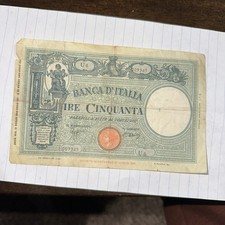 RARA BANCONOTA ITALIA DA 50 LIRE  GRANDE L  DECRETO 03/31/1943