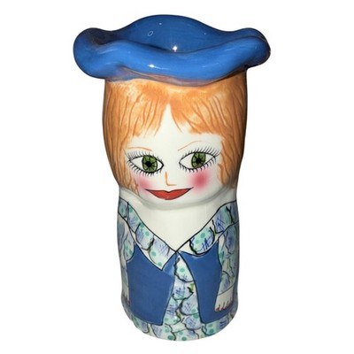 Susan Paley by Ganz Figural Bud Vase Vintage Folk Art Face Ceramic MEG
