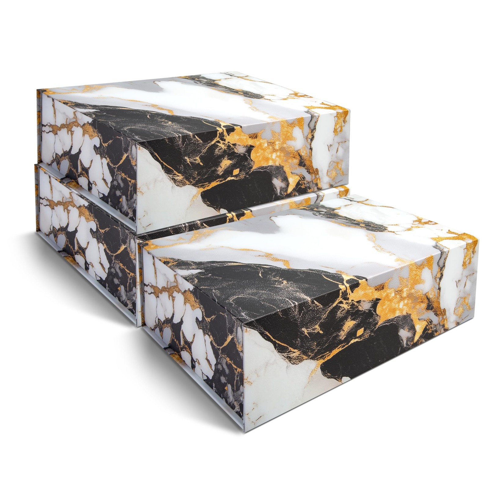 3-pack | Marble Gold Decorative Boxes With Magnetic ...