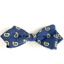 Vintage 40's 50's Bow Tie Blue Paisley Men's Bowtie U Clip On New York Preppy