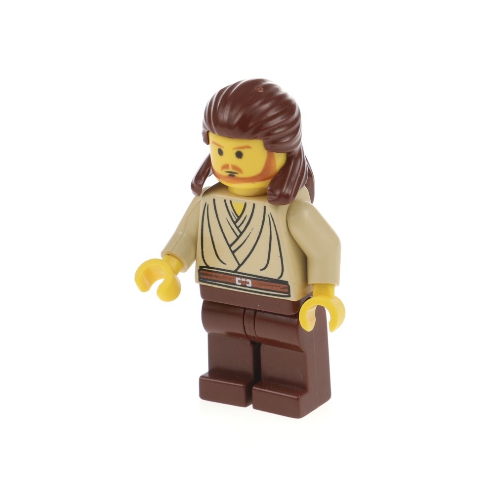 1X Lego Minifigure Star Wars Qui-Gon Jinn Head Yellow Hair Brown 7171 SW0027