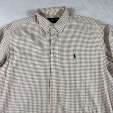 Polo Ralph Lauren Dress Shirt Checkered Long Sleeve 16 1/2 Mens Large Pony