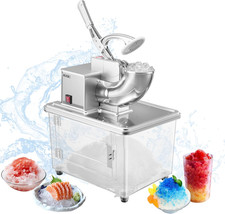 Commercial Ice Crusher 661LBS/H, 350W Electric Snow Cone Machine with 4 Blades,