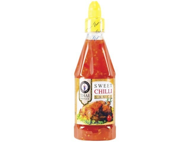 Süße Chilisauce mit Frühlingsrollen und Hähnchen 435ml Thai Dancer