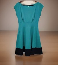 Kate Spade Fiorella Colorblock Ponte Fit Flare Dress Green Navy Pockets Size M