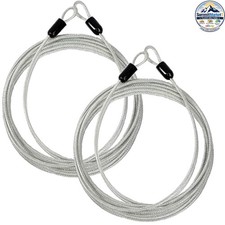 Braided Steel Security Cable 4-FT 2 Pack 3mm Vinyl Coated Double Loop