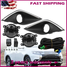 Fog Lamp Light Chrome Cover w/Wiring Switch Kit For Mitsubishi Outlander 2016-18