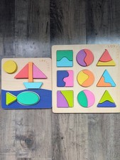 Lovevery Wooden Toddler Puzzle Bundle - Chunky Jigsaw Friends of All Shapes