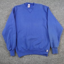Vintage Russell Athletic Sweatshirt Mens Medium Blue Blank Crewneck Pullover USA