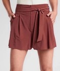 $79 Athleta SKYLINE SHORT II Casual Paper Bag High Waist SZ 12 Cognac Brown — photo 3