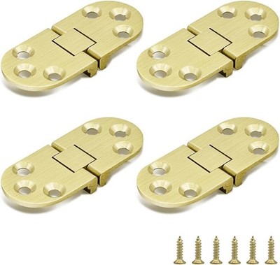 4 PCS Brass Butler Tray Hinge 180 Degree Round Edge Folding Flip Top Hinge
