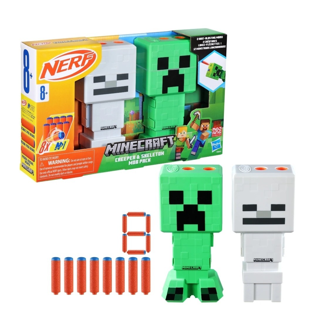 Nerf Minecraft Creeper & Skeleton Mob 2-Blaster Pack, 8 Nerf N1
