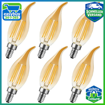 LED Kerze E14 4W Warmweiß 2700K Retro Glühbirne 6 Stück für Kronleuchter