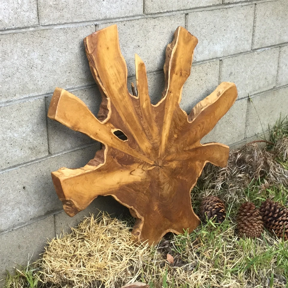 Natural Teak Wood Slab Table Top Live Edge DIY for Coffee Side End Tab Rustic - Image 3 of 4