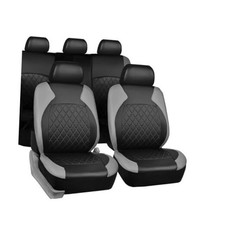 Full Set Car Seat Covers, Premium Waterproof PU Leather Cushion gray