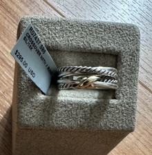 DAVID YURMAN STERLING X CROSSOVER RING w/18K GOLD- SIZE 6 NWT