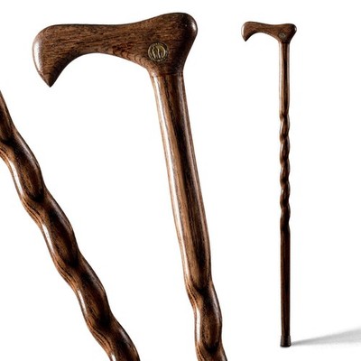 Brazos Twisted Oak Walking Cane, Handcrafted Wood Cane, Wooden Walking Canes for