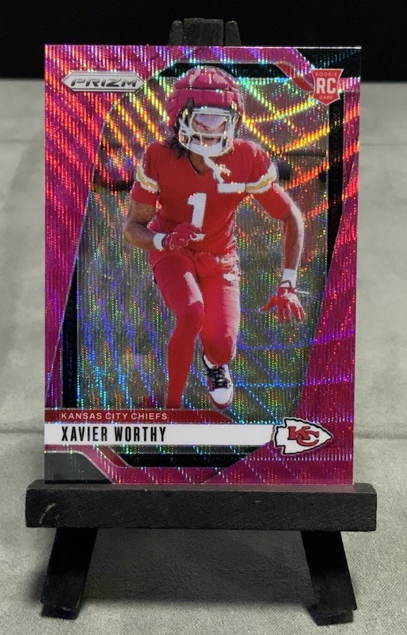 2024 Panini Prizm  Xavier Worthy #399 Pink Wave Prizm (RC) Kansas City Chiefs