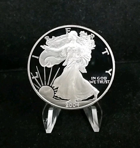 2004 W 1oz US American Silver Eagle $1 Dollar Proof Original Capsule #7219