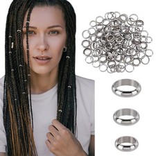 PLIGREAT 150 Pcs Stainless Steel Hair Rings, 3 Sizes Metal Loc Sprinkle Hair ...