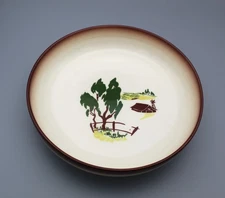 1950 BROCK of California USA Harvest Time 9" Coupe Serving Vegie Bowl Brown Trim