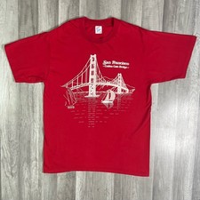 Vintage Golden Gate Bridge San Francisco Red Graphic T-Shirt Jerzees XL