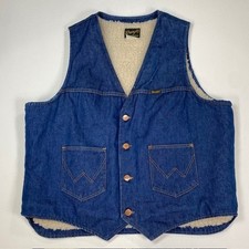 Wrangler Denim Sherpa Lined Vest Mens XL VL200NV Blue No Fault Denims
