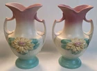 Pair Vintage Hull Art Pottery Water Lily Vases 9.5"  L-11  1948-49