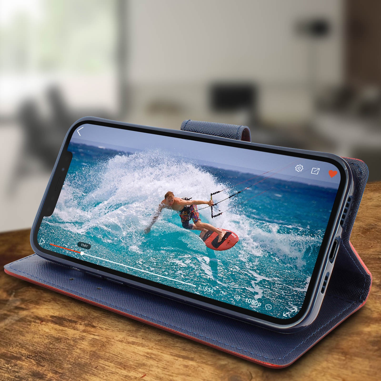 Coque silicone rouge avec support intégré pour iPhone 12 Pro Max - 4