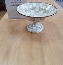 Mackenzie Childs Mocha Check  Large Compote / Fruit Bowl