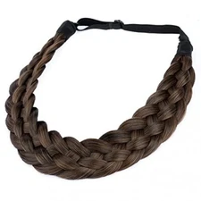  5 Strands Synthetic Hair Braided Headband Classic Chunky Wide #Copper Brown