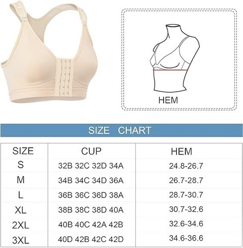 Rolewpy Women Post Surgery Bra Front Closure Sport Bra Removable Pads Wirefree - Picture 7 of 7