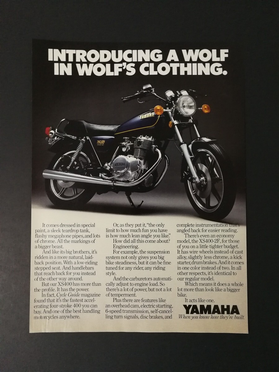 Vintage 1979 Yamaha XS400 Motorcycle - Full Page Original Color Ad