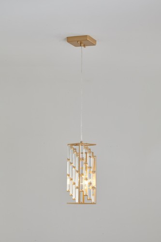 3 Pack Gold Finish Modern Crystal Pendant Light Prism Design Fixture Dimmable - Picture 9 of 12