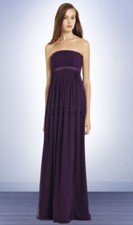 Bridesmaids Dress Bill Levkoff Plum Chiffon Empire Long Formal Sz 10 NWT READ