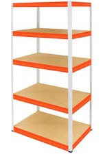 Metallregal Werkstatt Schwerlastregal WEISS ORANGE 213cm Breiten 30-120 cm / HWO
