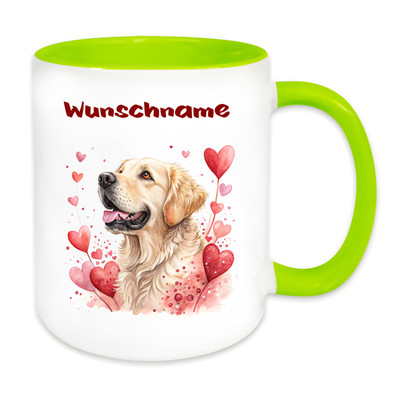 Hunde Tasse Golden Retriever mit Wunschtext und verschiedene Farben A5890