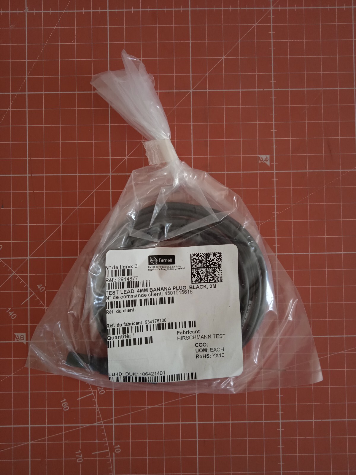 HIRSCHMANN Test Lead 4mm Banana Plug Black 2M 