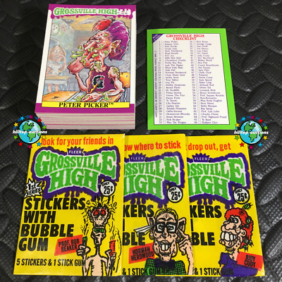 GROSSVILLE HIGH SCHOOL 66-CARD COMPLETE SET +3 WRAPPERS 1986