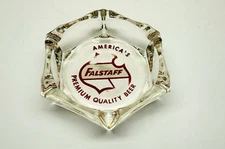 Vintage FALSTAFF America's Premium Quality Beer Clear Glass Ashtray 4.5"