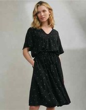 The White Company Trio Spot Print Tea Dress, Black, UK 16, RRP £139