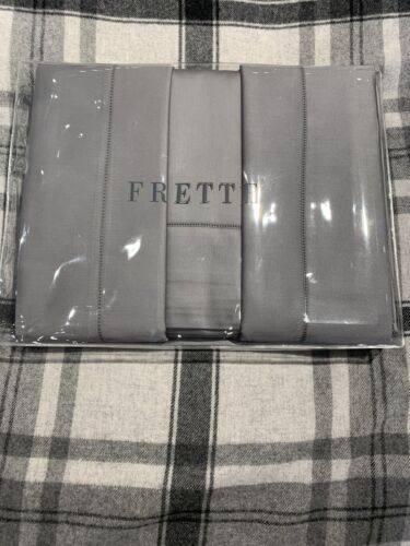 FRETTE MONZA CAL KING 4 PIECE SHEET SET SATEEN STEEL GREY NEW WITH TAGS $750 - Picture 1 of 2