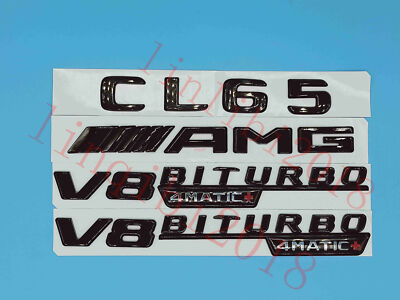 Gloss Black Flat CL65 AMG V8 BITURBO Trunk Embl Badge Sticker for Mercedes Benz