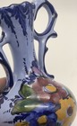Portuguese Blue Vase With Florals Two Handles Hand Painted Signed — photo 3
