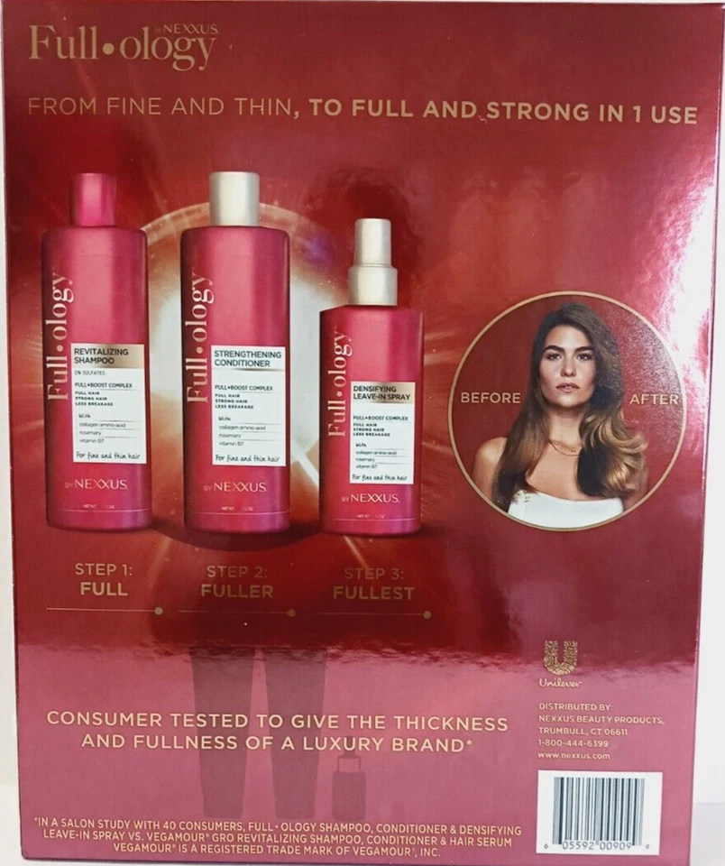 Nexxus Fullology Set de régimen capilar champú acondicionador spray densificante nuevo Foto 2 de 3
